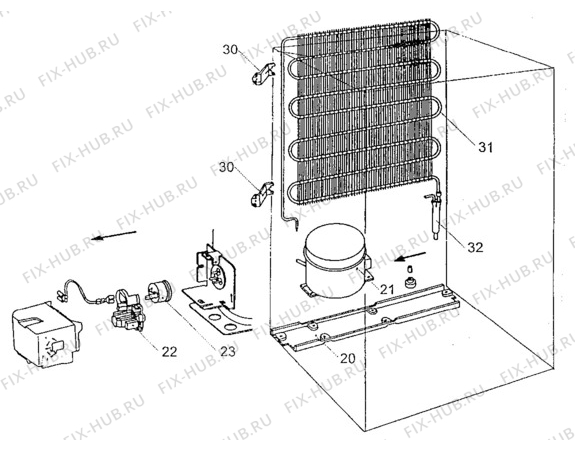 Взрыв-схема холодильника Tricity Bendix 125FE - Схема узла Cooling system 017